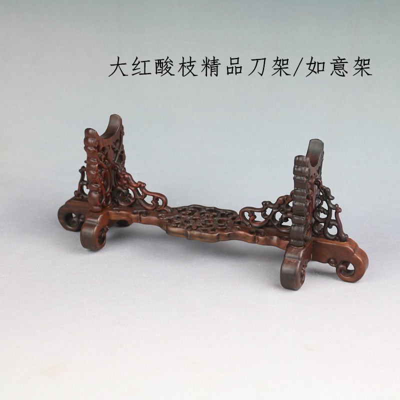 Large Red Acid Branches Knife Rest Ivory Base Red Wood Handicraft Ruyi Rack Boutique Wood Carving Base
