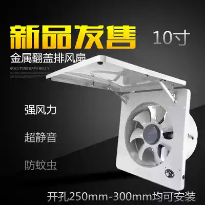 Metal 10 inch flip cover exhaust fan kitchen fume ventilation sash window type powerful exhaust fan dressing room 250mm