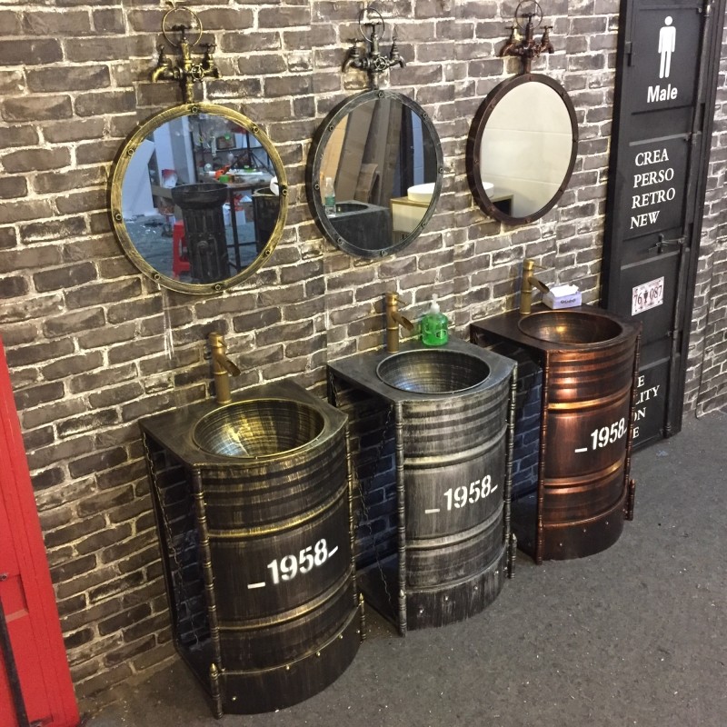 LOFT retro industrial air wash basin bar Art sink grill creative column basin personality sink