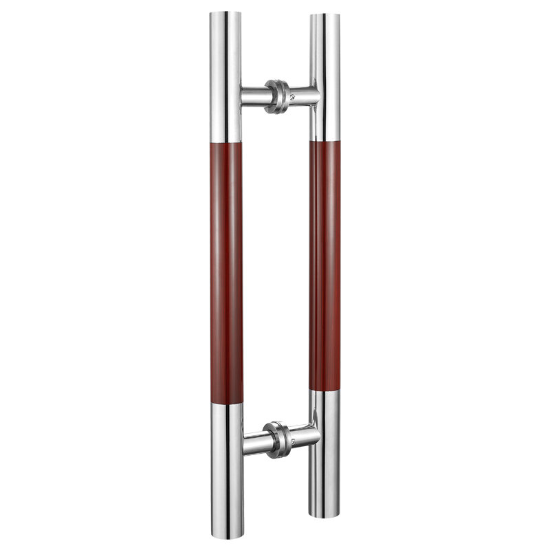 Glass door wooden door handle mahogany wood grain hotel door KTV door door solid wood door stainless steel door handle