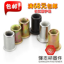 Carbon steel color zinc pull rivet nut flat head vertical grain rivet nut pull cap pull mother M3M4M5M6M8M10M12