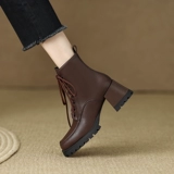 Martens, высокие универсальные короткие сапоги с молнией, французский стиль, из натуральной кожи, коллекция 2023