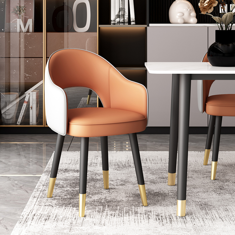 Light Extravagant Nordic High-end Chair Home Leather Stool Modern Minimalist Dining Chair Home Living Room Hotel Backrest-Taobao