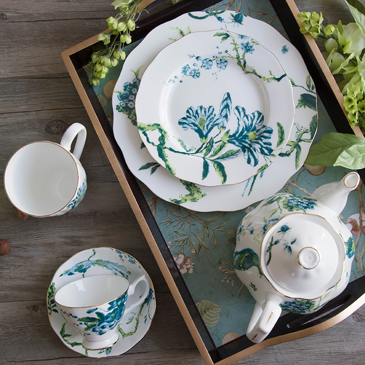 Royal Stoke Afternoon Tea Coffee Cup Green Phoenix Teapot Saucer Mug Fresh Style Teapot Bowl