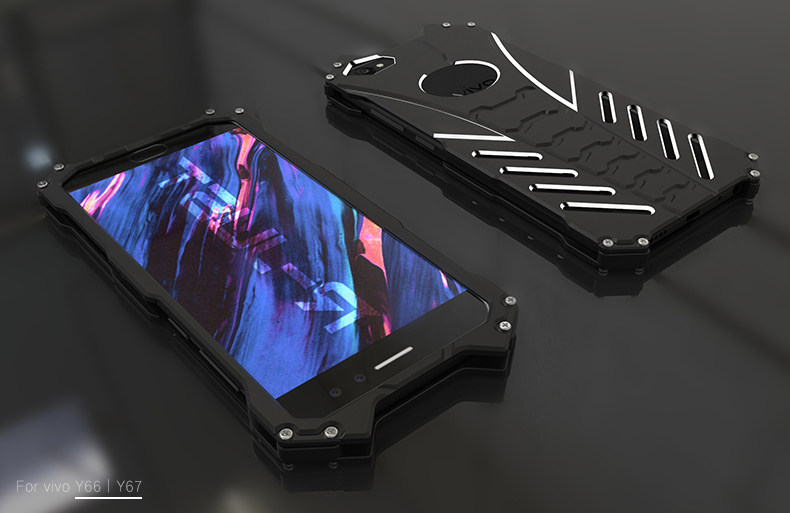 R-Just Batman Shockproof Aluminum Shell Metal Case with Custom Batarang Stent for vivo Y67 / vivo V5 / vivo Y66