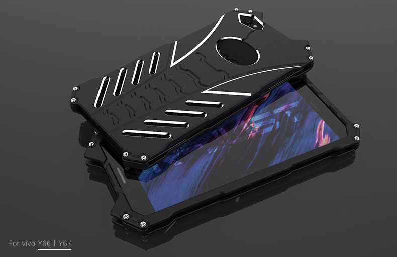 R-Just Batman Shockproof Aluminum Shell Metal Case with Custom Batarang Stent for vivo Y67 / vivo V5 / vivo Y66