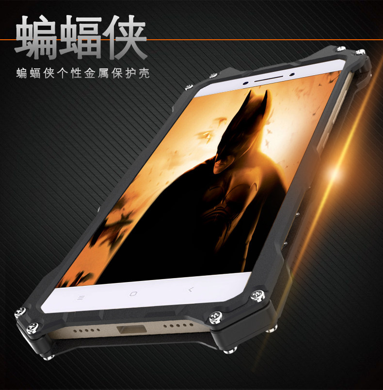 R-Just Batman Shockproof Aluminum Shell Metal Case with Custom Stent for Xiaomi Mi Max