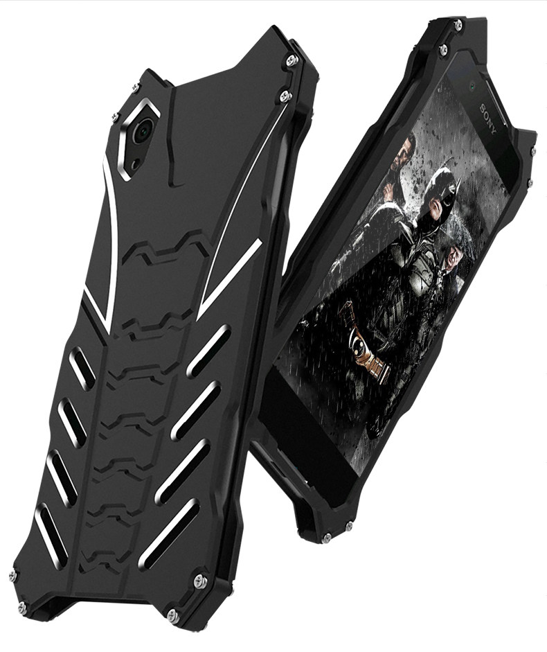 R-Just Batman Shockproof Aluminum Shell Metal Case with Custom Stent for Sony Xperia XA1