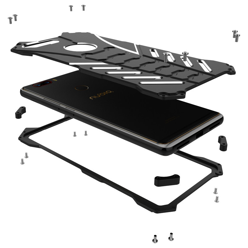 R-Just Batman Shockproof Aluminum Shell Metal Case with Custom Stent for nubia Z17 & nubia Z17 mini