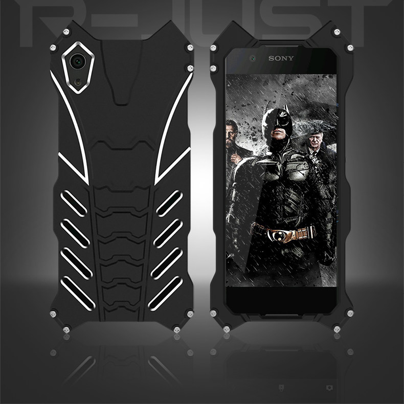 R-Just Batman Shockproof Aluminum Shell Metal Case with Custom Stent for Sony Xperia XA1