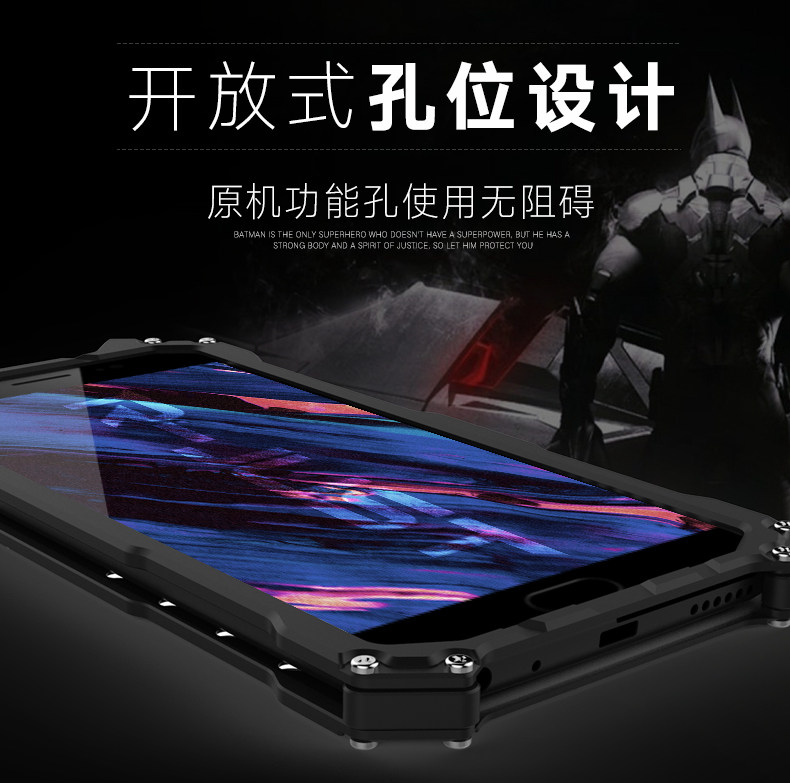 R-Just Batman Shockproof Aluminum Shell Metal Case with Custom Batarang Stent for vivo Y67 / vivo V5 / vivo Y66