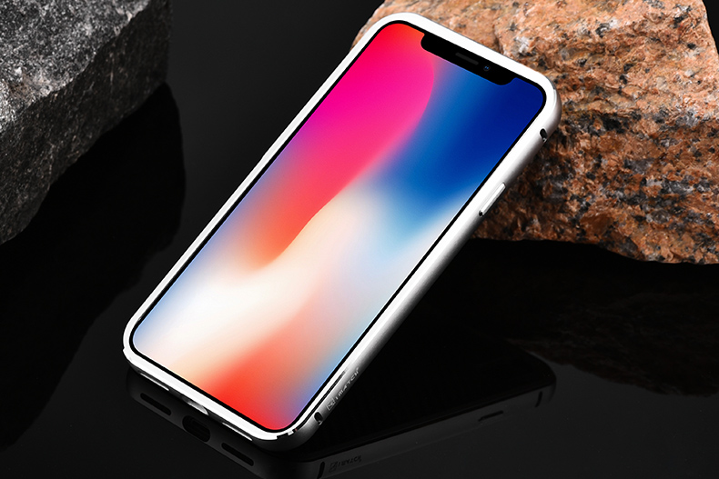 iMatch Luxury Aluminum Metal Bumper Carbon Fiber Back Cover Case for Apple iPhone X