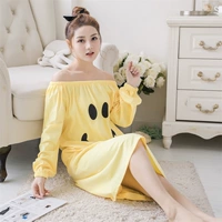 Phiên bản Hàn Quốc của váy ngủ nữ mùa xuân cotton dài tay thả lỏng ngọt ngào dễ thương sinh viên tươi mùa xuân và đồ ngủ mùa thu dịch vụ nhà đồ ngủ voan mỏng