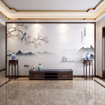New Chinese style landscape flower and bird wall panel living room sofa TV background wall panel custom bamboo fiber integrated wall panel