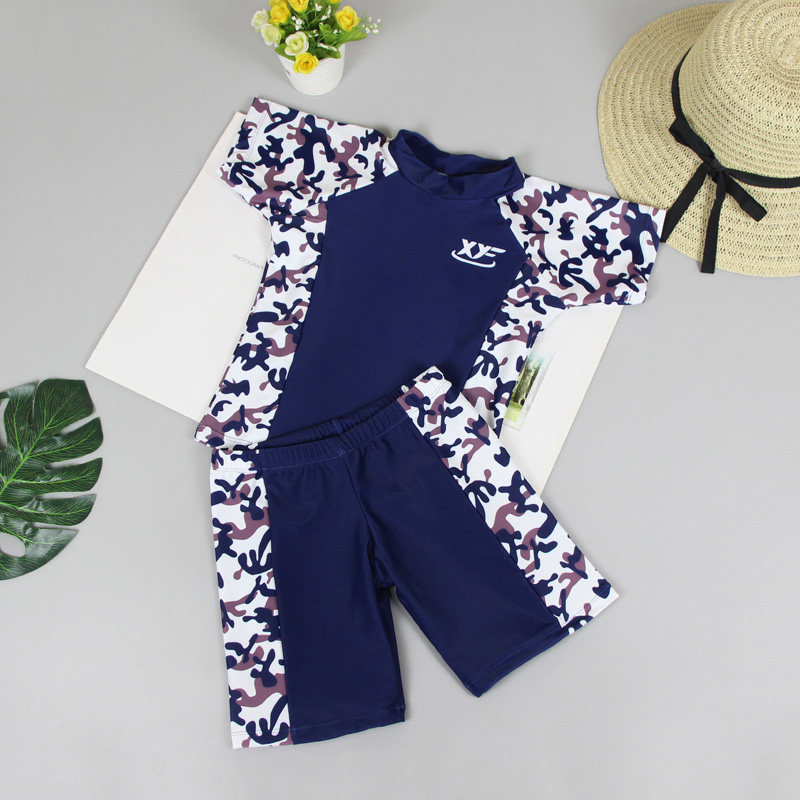 Child bathing suit boy CUHK boy teenagers connected boy swim trunks suit students long sleeve two-piece sunscreen