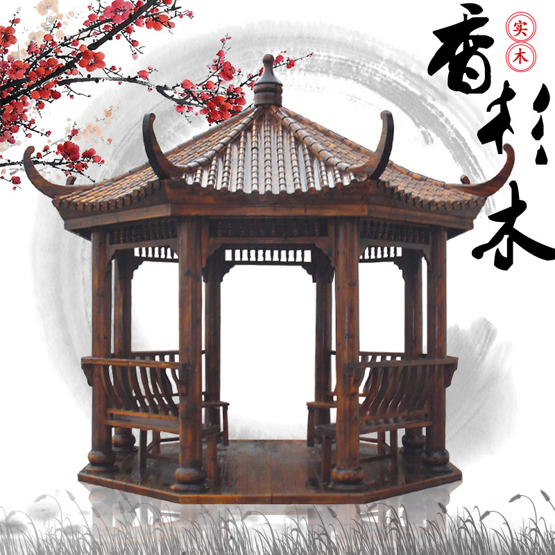 Ziye outdoor solid wood Chinese antique pavilion carbonized wood viewing pavilion garden courtyard leisure pavilion garden landscape pavilion