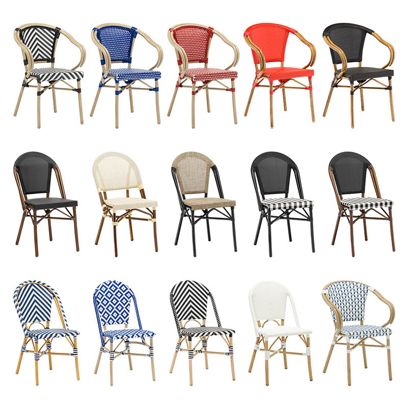 French rattan chair balcony coffee shop outdoor garden casual simple dining chair American light luxury waterproof single bamboo chair
