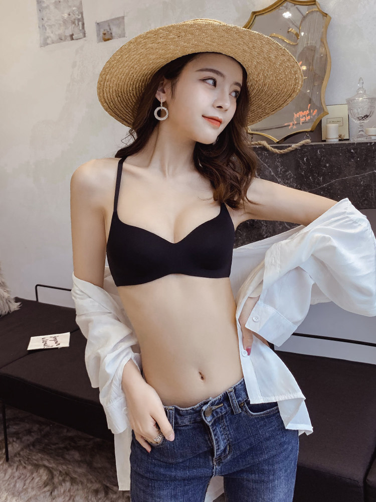 Underwear schoolgirl thin ultra-thin summer beauty back bra gathered sexy cross belt girly underwear suit movement