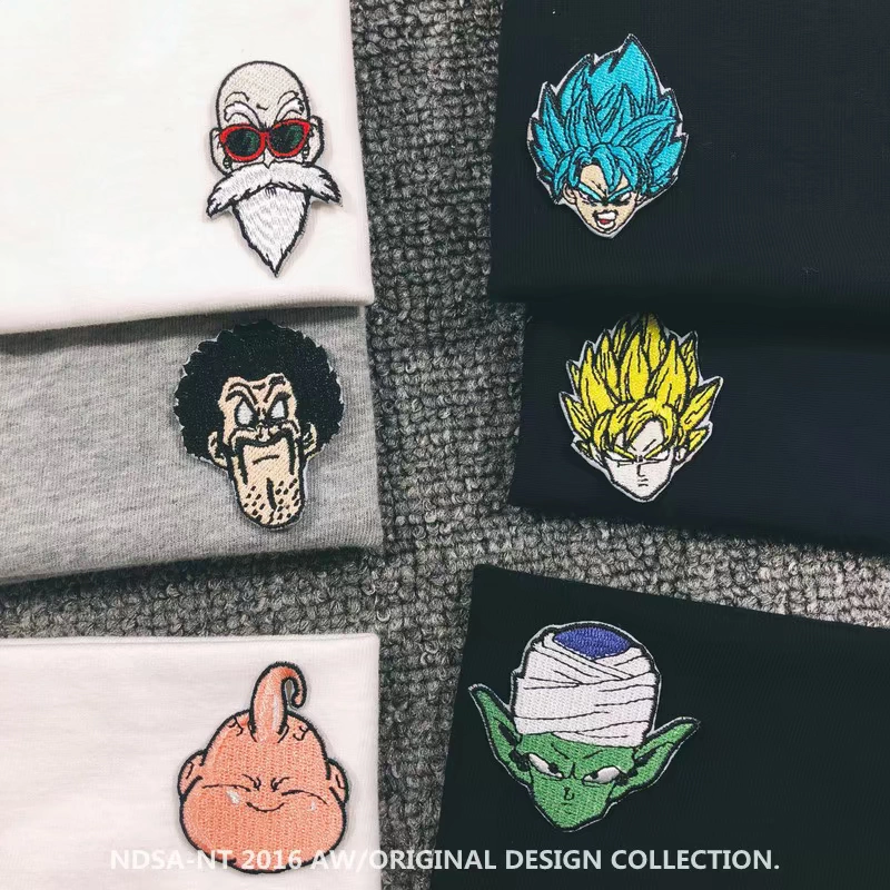 NDSANT Nhật Bản nguyên bản Qilongzhu Wukong Super Saiyan Đàn ông và phụ nữ áo thun cotton cổ tròn tay ngắn áo thun nam có cổ