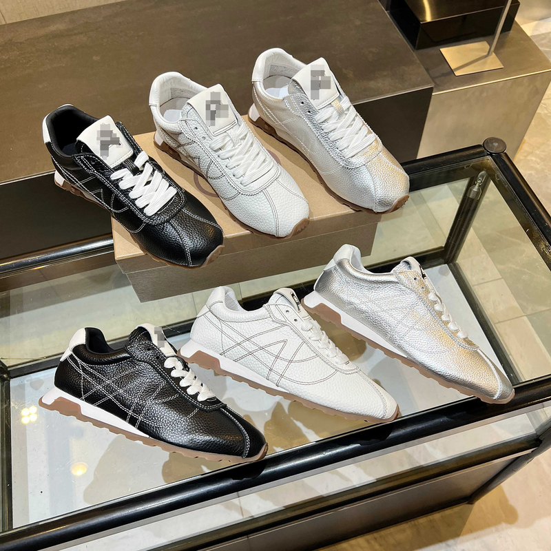 2025 Women's Shoes Breathable New Style Genuine Leather Lace-Up Flat Jogging Shoes Casual Sports Shoes Forrest Gump Shoes