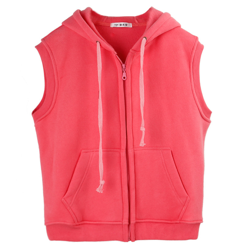 Women's Thickened Fleece Hooded Casual Cardigan Vest Outerwear White Sweatshirt Jacket