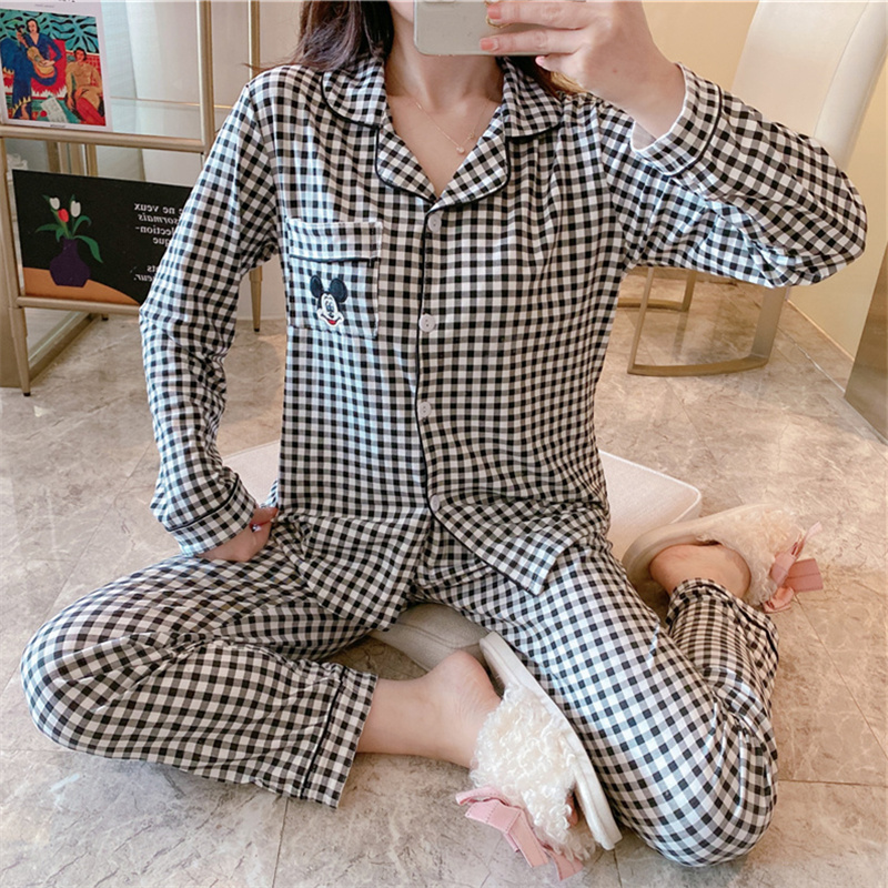 Pure Cotton Pyjamas Woman Spring Autumn Season Full Cotton Long Sleeves Extras Outside Wearing Home Clothing Autumn Winter Months Subcotton Thin pieces Two suits-Taobao