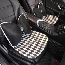 Car Cushions All Season Universal Linen Breathable Ice Silk Summer Mat car Three sets of black and white lattice minimalist seat cushions