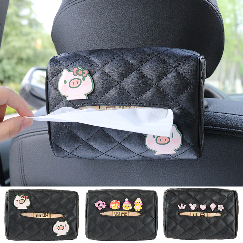 Car chair back sun visor car tissue box armrest table creative cute hanging car supplies tissue box Women