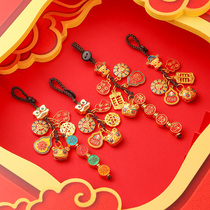 Car small tiger key buckle cartoon cute pendant anti-lose school rope hanging rope personality creative hanging decoration key chain woman