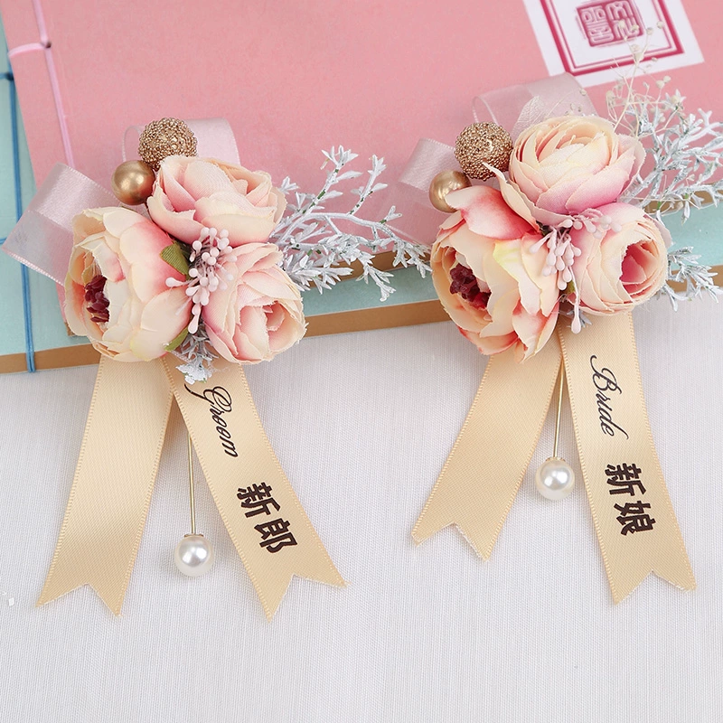 Cô dâu chú rể boutonniere cung cấp đám cưới corsage sáng tạo cặp vợ chồng châu Âu vải phụ kiện trâm - Trâm cài