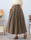 Cotton and Linen Skirt for Women, Summer 2024 New Style, Loose, Retro, Solid Color, Versatile, Petite, Elastic High-Waisted A-Line Skirt