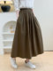 Women's A-Line Skirt for Autumn 2025, New High-Waisted Long Skirt, Solid Color, Large Flared Umbrella Skirt, Mid-Length Drapey Skirt