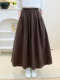 Retro Literary Long Elastic Waist Cotton Polka Dot Jacquard Skirt High Waist Versatile Loose Slimming A-Line Long Skirt
