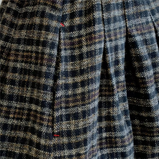 Thickened Woolen Elastic High-Waisted Plaid Midi Skirt, New Autumn and Winter Vintage Artistic A-Line Long Skirt for Women