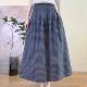 Artistic Retro Pure Cotton Plaid Skirt for Women 2026 Spring New Versatile Elastic Waist Women's Skirt A-Line Long Skirt