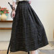 Thickened Woolen Elastic High-Waisted Plaid Midi Skirt, New Autumn and Winter Vintage Artistic A-Line Long Skirt for Women
