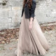 Summer Bohemian Large Hem Skirt Black Beach Pleated Skirt High Waist Large Size Chiffon Skirt