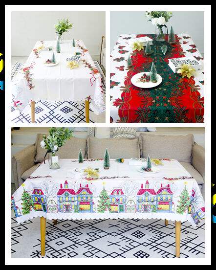 Christmas party Tablecloth Tablecloth Christmas dinner cloth Table decoration props Dining room Bar Holiday home decoration