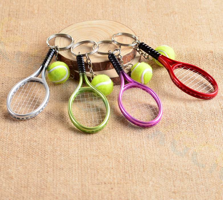 Tennis racket bag pendant plastic mini tennis racket keychain trinket sports fans souvenir school gift