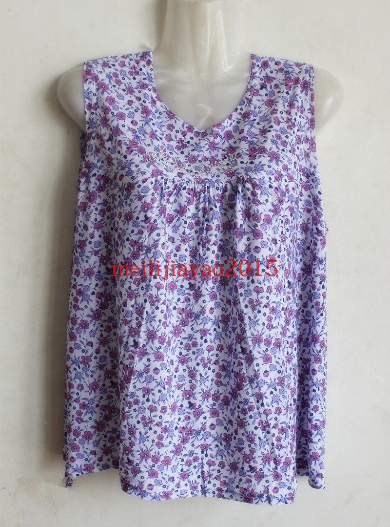 Kích thước lớn nữ T-Shirt trung niên nữ vest mùa hè mẹ nạp tay kích thước lớn T-Shirt lớn tuổi kích thước băng lụa áo sơ mi nhỏ áo sơ mi nữ trung niên