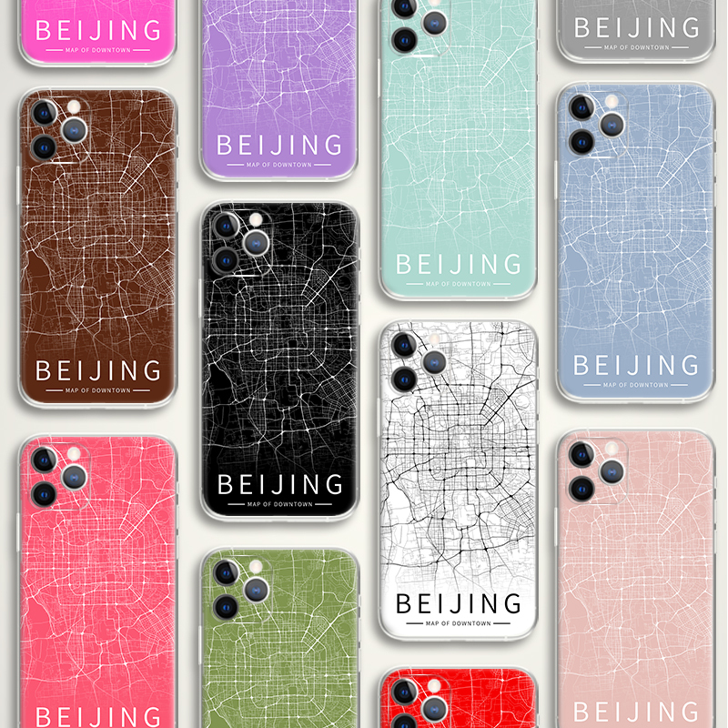 Beijing, Shanghai, Wuhan, Chengdu, Chongqing, Hangzhou, Suzhou Couple Global City Route Map Phone Case D939 Suitable for Apple iPhone 17 Promax Air, Huawei, Xiaomi, Samsung