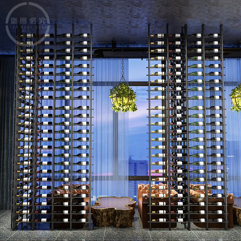 Industrial style floor-to-ceiling partition screen bar wine rack display rack wine rack decoration dining room net red decorative iron rack