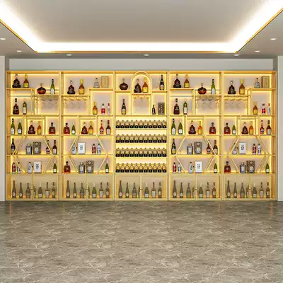 Retro household iron dining room creative floor-standing multi-storey wine cabinet winery glowing red wine storage commercial display stand