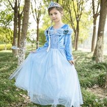 Frozen 2 Aisha princess dress Girls long-sleeved clothes Aisha dress suit plus velvet autumn and winter puffy yarn