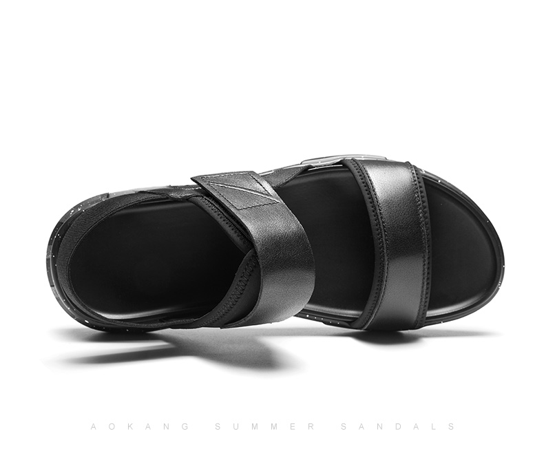 Aokang cửa hàng chính thức dép nam da mùa hè mới Giày La Mã nam giản dị dép đi biển - Sandal dép sandal nam