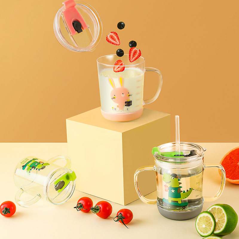 CAKA milk cup with scale breakfast drink milk cup microwave heat glass heat resistant children's brewed milk powder cup