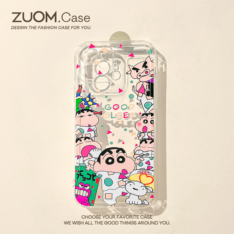 zuom Japan-ROK cartoon pyjamas wax pen small new application Apple 13mini mobile phone shell iphone12promax female new 11 couples cartoon x xr transparent anti-fall 8p