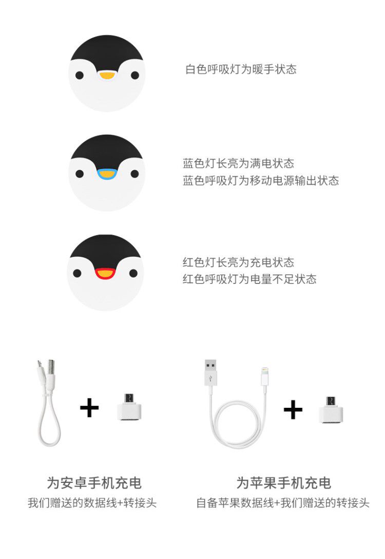 睿量 极地企鹅暖手宝 可当充电宝 3600mAh 图12