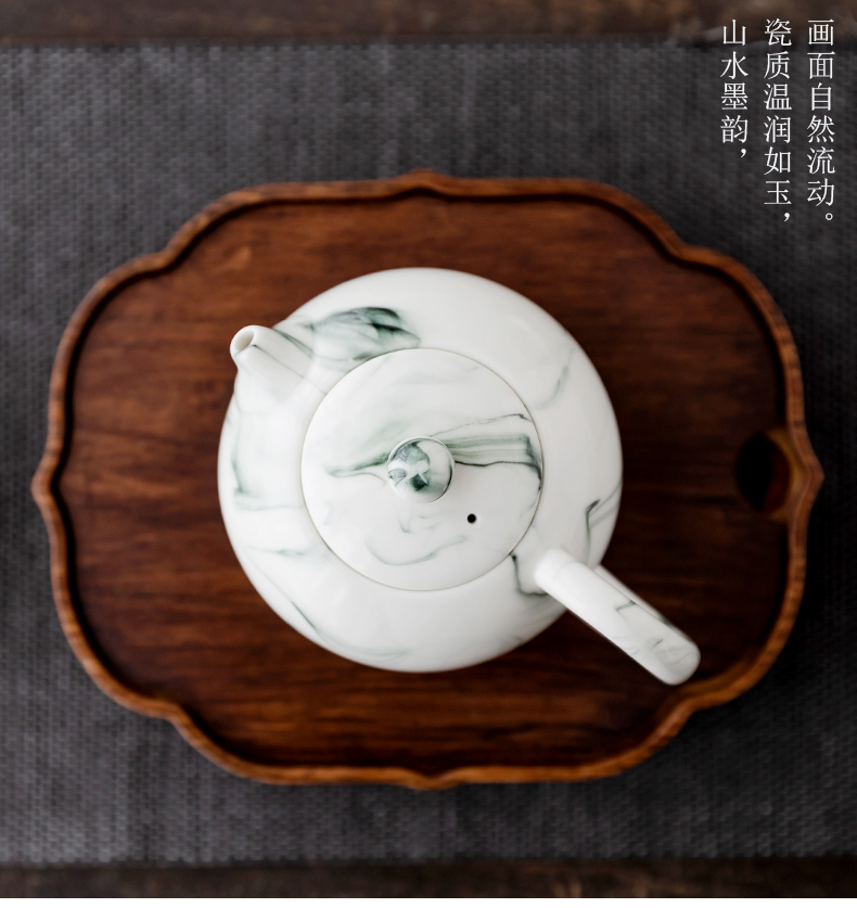 Ink painting in building up ceramic teapot kung fu tea set home office contracted tea side single pot, the pot