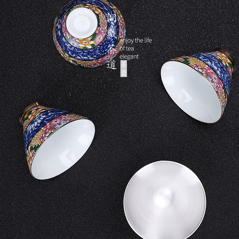 Floor In kung fu tea tasted silver gilding ceramic sample tea cup home tea tea cups, teapots master cup single CPU